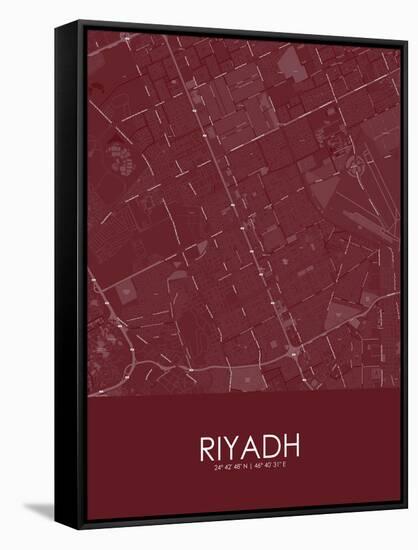 Riyadh, Saudi Arabia Red Map-null-Framed Stretched Canvas