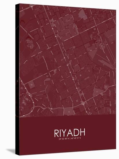 Riyadh, Saudi Arabia Red Map-null-Stretched Canvas