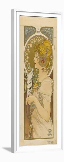 RJ 1900 Woman with a Feather-Alphonse Mucha-Framed Giclee Print