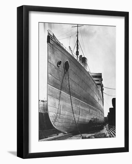 RMS Aquitania in Dry Dock-null-Framed Photographic Print