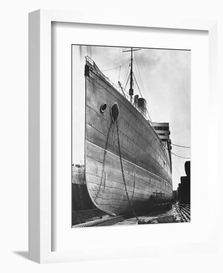 RMS Aquitania in Dry Dock-null-Framed Photographic Print