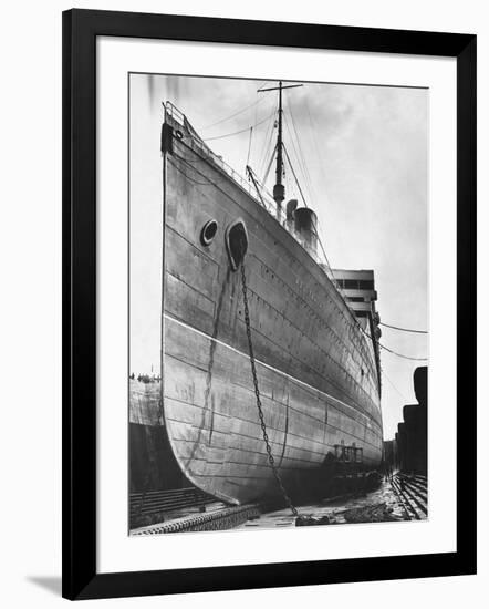 RMS Aquitania in Dry Dock-null-Framed Photographic Print