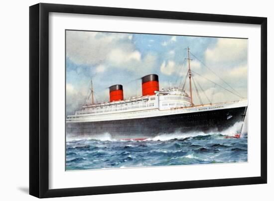 RMS Queen Elizabeth, Cunard Ocean Liner, 20th Century-null-Framed Giclee Print