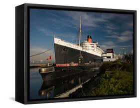 RMS Queen Mary Cruise Ship and Russian Submarine Scorpion at a Port, Long Beach-null-Framed Stretched Canvas