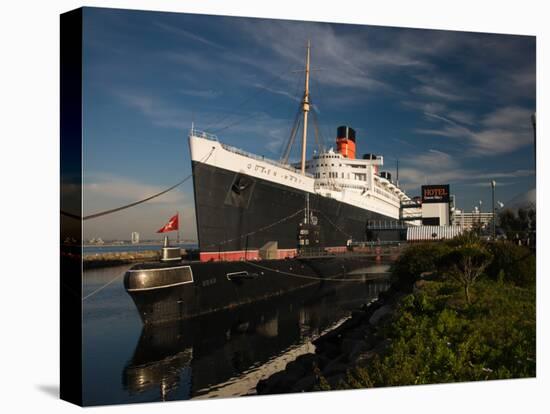 RMS Queen Mary Cruise Ship and Russian Submarine Scorpion at a Port, Long Beach-null-Stretched Canvas