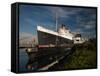 RMS Queen Mary Cruise Ship and Russian Submarine Scorpion at a Port, Long Beach-null-Framed Stretched Canvas