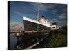 RMS Queen Mary Cruise Ship and Russian Submarine Scorpion at a Port, Long Beach-null-Stretched Canvas