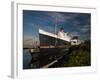 RMS Queen Mary Cruise Ship and Russian Submarine Scorpion at a Port, Long Beach-null-Framed Premium Photographic Print