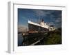 RMS Queen Mary Cruise Ship and Russian Submarine Scorpion at a Port, Long Beach-null-Framed Photographic Print