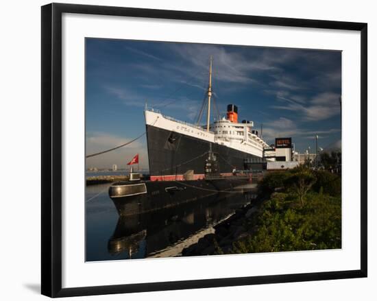 RMS Queen Mary Cruise Ship and Russian Submarine Scorpion at a Port, Long Beach-null-Framed Photographic Print