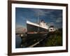 RMS Queen Mary Cruise Ship and Russian Submarine Scorpion at a Port, Long Beach-null-Framed Photographic Print