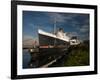 RMS Queen Mary Cruise Ship and Russian Submarine Scorpion at a Port, Long Beach-null-Framed Photographic Print