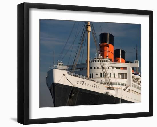 Rms Queen Mary Cruise Ship at a Port, Long Beach, Los Angeles County, California, USA-null-Framed Premium Photographic Print