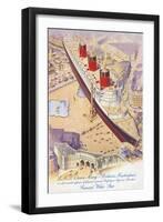 RMS Queen Mary Superimposed on Trafalgar Square-null-Framed Art Print