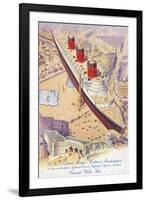 RMS Queen Mary Superimposed on Trafalgar Square-null-Framed Art Print