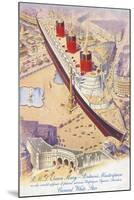 RMS Queen Mary Superimposed on Trafalgar Square-null-Mounted Art Print