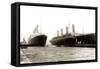 RMS Titanic Being Moved out of Drydock to Allow Her Sister Ship, RMS Olympic, to Have a Propeller R-English Photographer-Framed Stretched Canvas