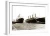 RMS Titanic Being Moved out of Drydock to Allow Her Sister Ship, RMS Olympic, to Have a Propeller R-English Photographer-Framed Giclee Print