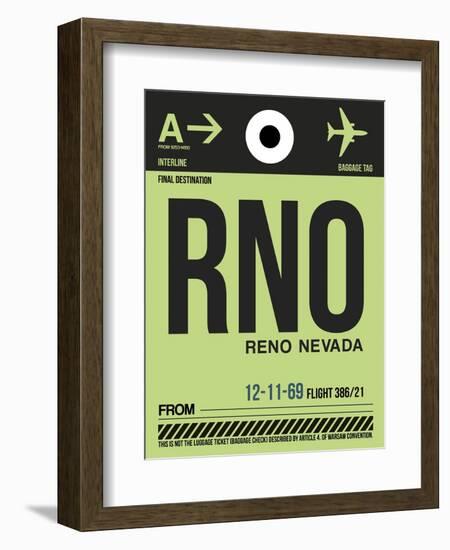 RNO Reno Luggage Tag I-NaxArt-Framed Art Print