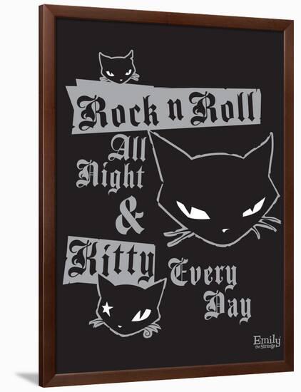 RNR Kitty All Night-Emily the Strange-Framed Premium Giclee Print
