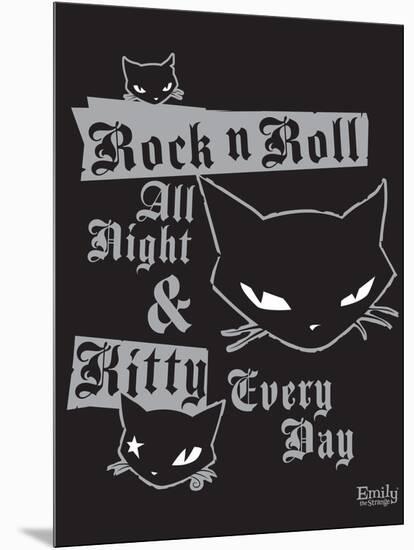 RNR Kitty All Night-Emily the Strange-Mounted Premium Giclee Print