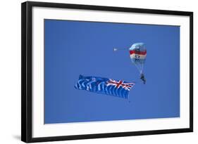 Rnzaf Sky Diving, New Zealand Flag, Warbirds over Wanaka, South Island New Zealand-David Wall-Framed Photographic Print