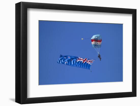 Rnzaf Sky Diving, New Zealand Flag, Warbirds over Wanaka, South Island New Zealand-David Wall-Framed Premium Photographic Print