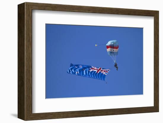 Rnzaf Sky Diving, New Zealand Flag, Warbirds over Wanaka, South Island New Zealand-David Wall-Framed Photographic Print