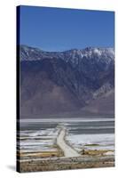 Road across Owens Lake and Sierra Nevada Mountains, California-David Wall-Stretched Canvas