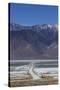 Road across Owens Lake and Sierra Nevada Mountains, California-David Wall-Stretched Canvas