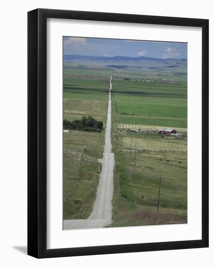 Road Across Prairie Wheatlands, South of Calgary, Alberta, Canada-Tony Waltham-Framed Photographic Print