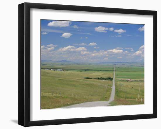 Road Across Prairie Wheatlands, South of Calgary, Alberta, Canada-Anthony Waltham-Framed Photographic Print