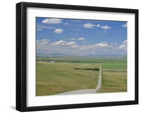 Road Across Prairie Wheatlands, South of Calgary, Alberta, Canada-Anthony Waltham-Framed Photographic Print