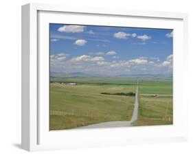 Road Across Prairie Wheatlands, South of Calgary, Alberta, Canada-Anthony Waltham-Framed Photographic Print