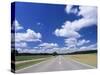 Road and Cumulus Clouds in Summer, Swabian Alb, Baden Wurttemberg, Germany, Europe-Markus Lange-Stretched Canvas