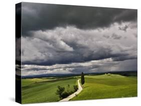 Road and Storm Clouds, Tuscany region, Itay-Adam Jones-Stretched Canvas