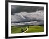 Road and Storm Clouds, Tuscany region, Itay-Adam Jones-Framed Photographic Print