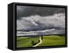 Road and Storm Clouds, Tuscany region, Itay-Adam Jones-Framed Stretched Canvas