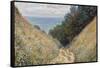 Road at La Cavée, Pourville. Date/Period: 1882. Painting. Oil on canvas. Height: 603 mm (23.74 i...-Claude Monet-Framed Stretched Canvas