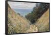 Road at La Cavée, Pourville. Date/Period: 1882. Painting. Oil on canvas. Height: 603 mm (23.74 i...-Claude Monet-Framed Poster