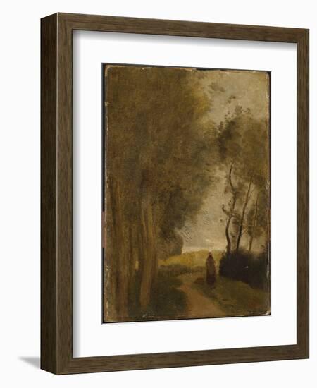 Road at Lisiere De Bois, C.1860-65-Jean-Baptiste-Camille Corot-Framed Giclee Print