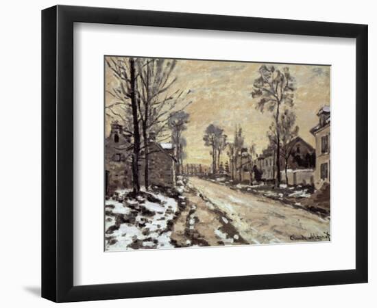 Road at Louveciennes, Melting Snow, Sunset-Claude Monet-Framed Art Print