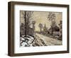 Road at Louveciennes, Melting Snow, Sunset-Claude Monet-Framed Art Print