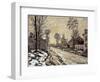 Road at Louveciennes, Melting Snow, Sunset-Claude Monet-Framed Art Print