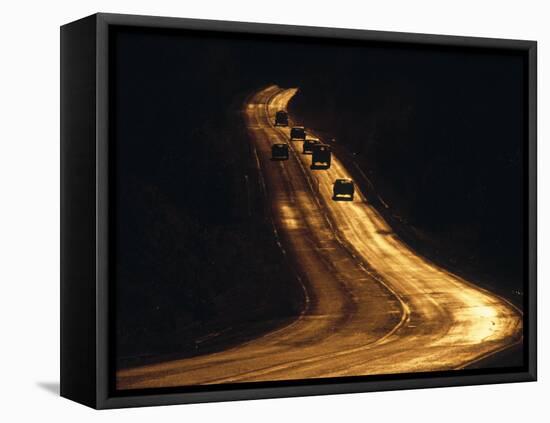 Road at Sunset, New Mexico, USA-Walter Bibikow-Framed Stretched Canvas