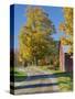 Road Beside Classic Farm in Autumn, New Hampshire, USA-Adam Jones-Stretched Canvas