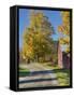 Road Beside Classic Farm in Autumn, New Hampshire, USA-Adam Jones-Framed Stretched Canvas