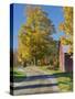 Road Beside Classic Farm in Autumn, New Hampshire, USA-Adam Jones-Stretched Canvas