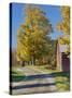 Road Beside Classic Farm in Autumn, New Hampshire, USA-Adam Jones-Stretched Canvas