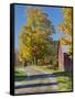 Road Beside Classic Farm in Autumn, New Hampshire, USA-Adam Jones-Framed Stretched Canvas